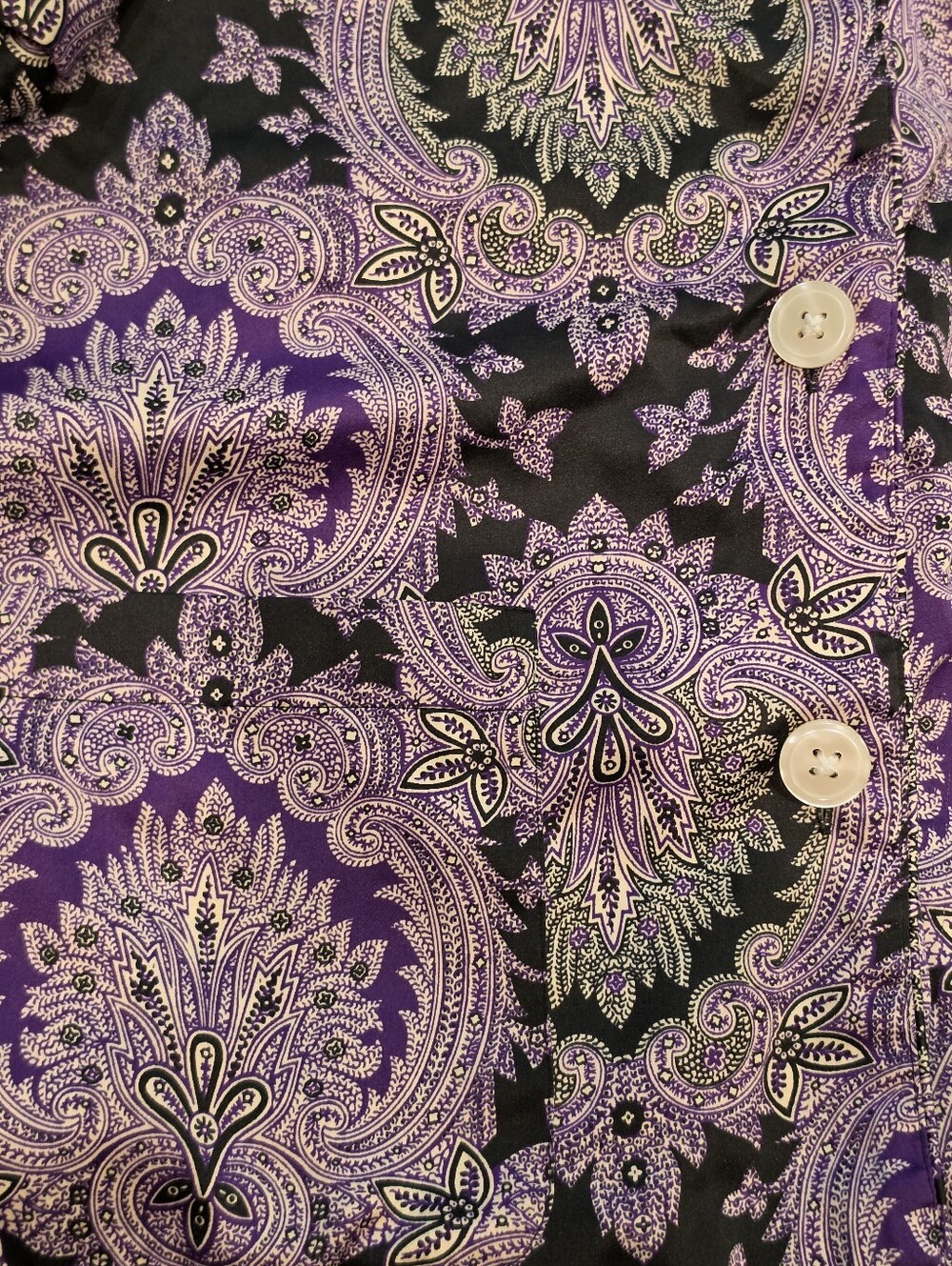 Lauren Ralph Lauren Purple Paisley Pajama Set XL Button Down Pants Sleepwear - Picture 7 of 7